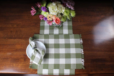 Buffalo Check Sage Table Runner 45 In T4510009 - The Fox Decor